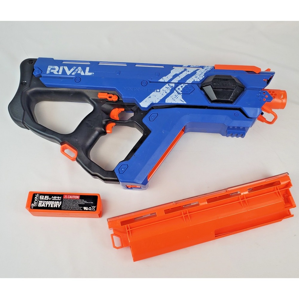 *For Parts or Repair* NERF Blue Rival Perses w/ 9.6v NiMh Battery, Hopper